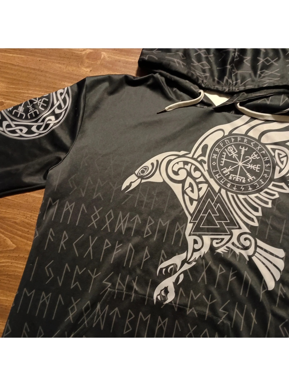 Viking Raven & Runes Hoodie - XXL // Comfy Norse Sweater Jacket Tattoo shirt